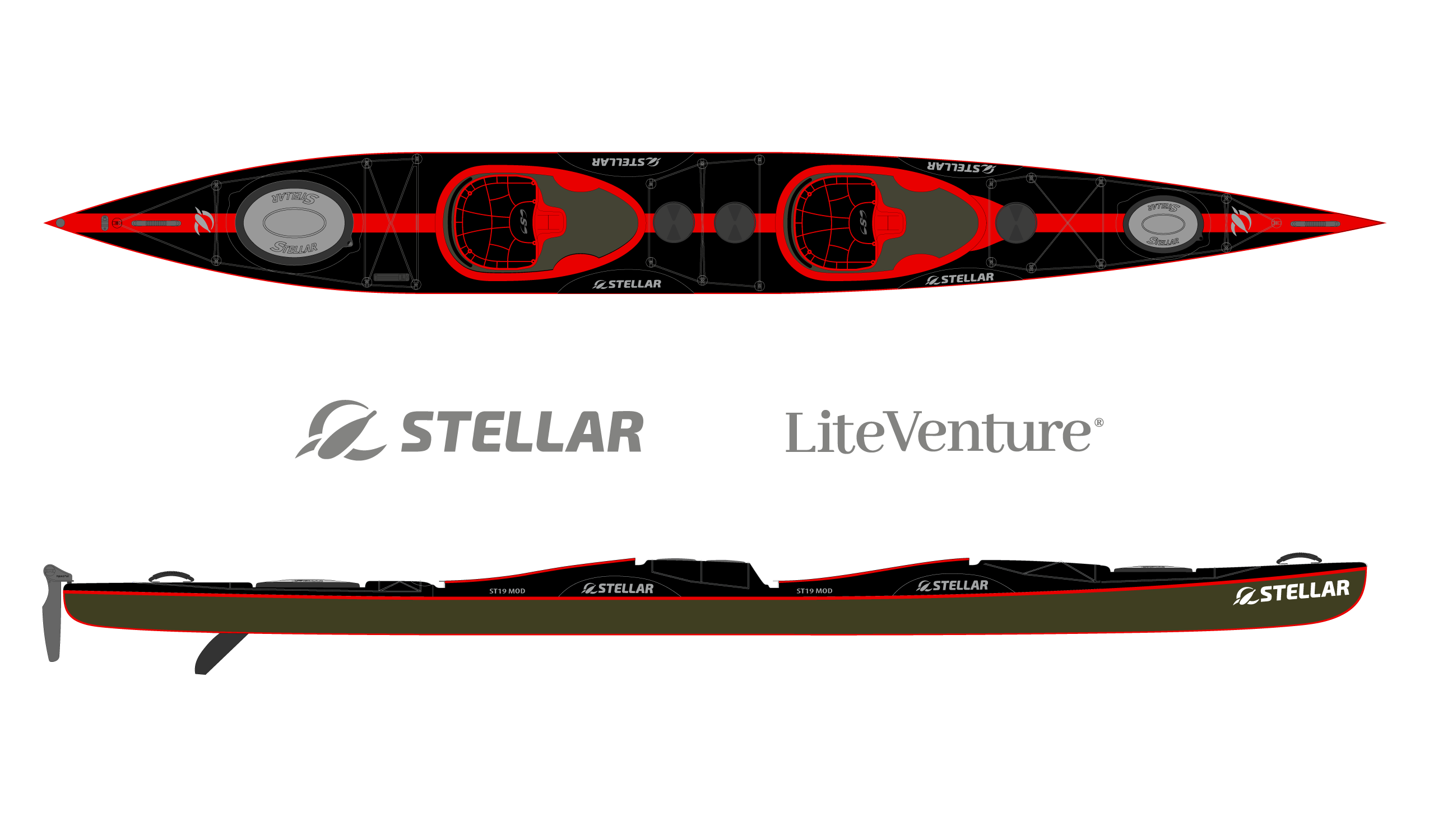 ST19 Mod-Multisport, divisibile-tandem/solo-nero-rosso