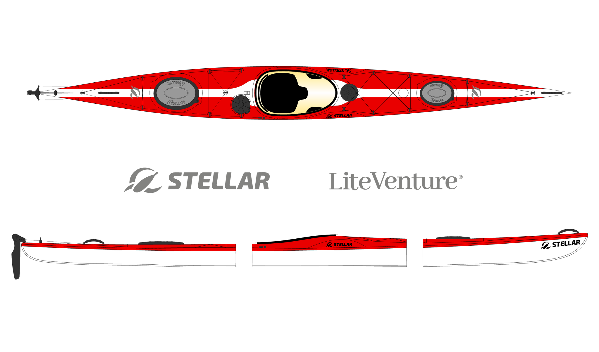 Stellar S18 Exp G2: divisible, lightweight touring kayak configured as ...