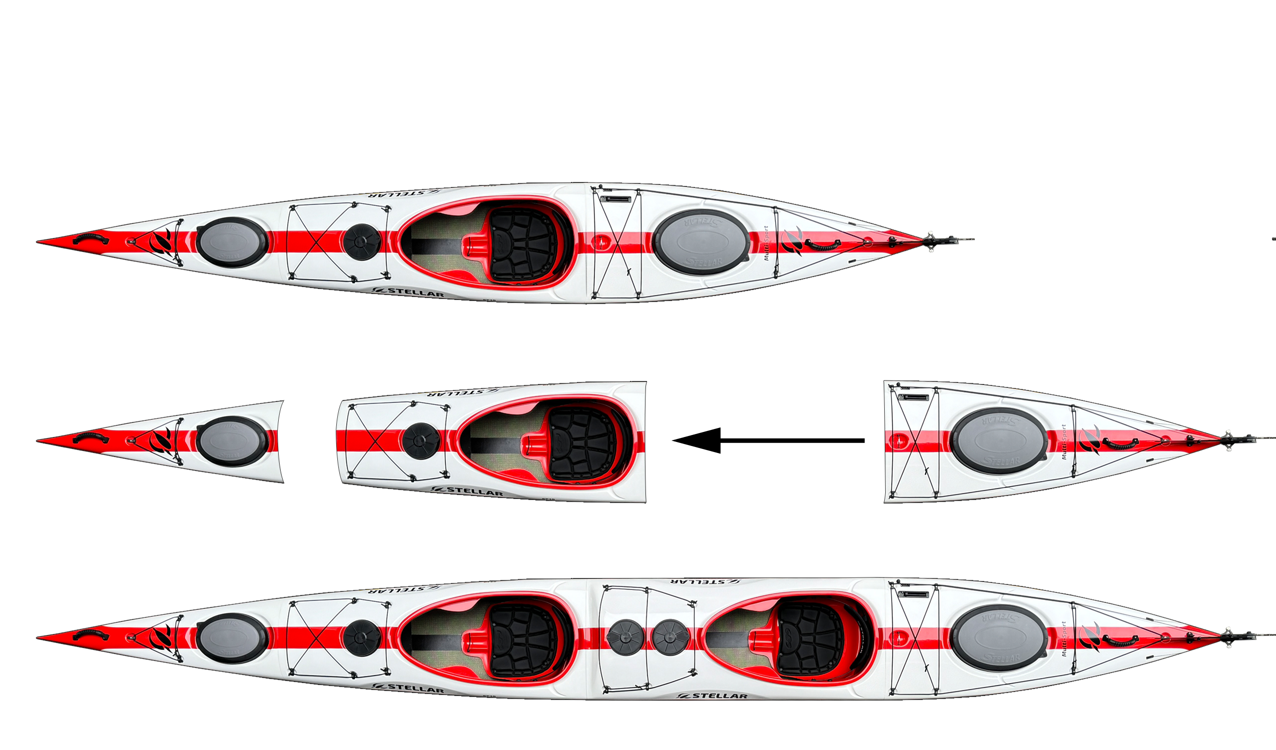 ST19 Mod-Multisport, divisibile-tandem/solo-bianco rosso