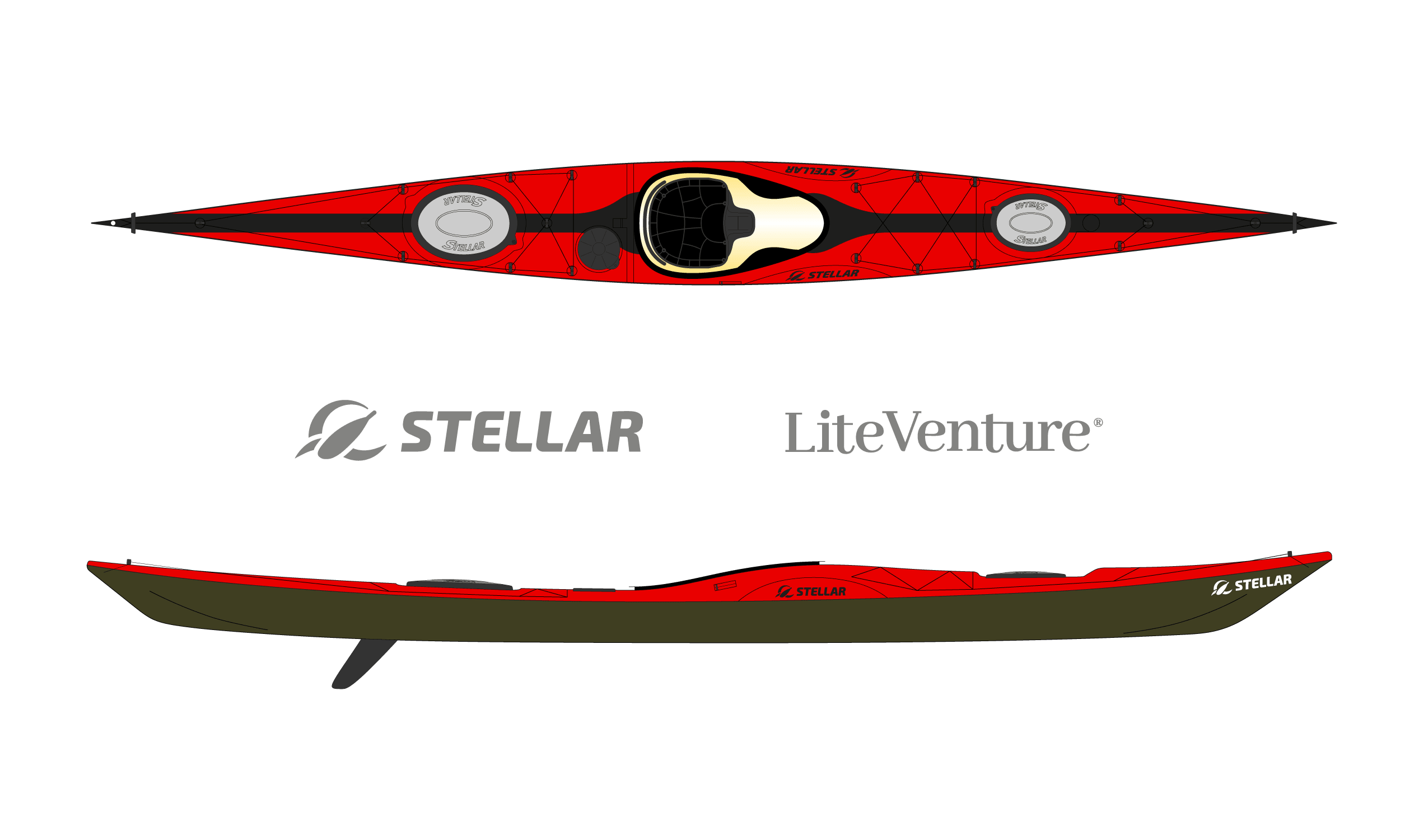 Produktbild von Kajak " SILV Multisport-rot schwarz " der Marke STELLAR Lightweight für 3290.00 €. Erhältlich online bei Lite Venture ( www.liteventure.de )